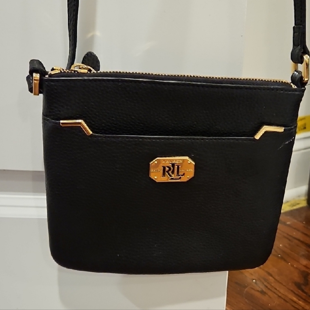 Ralph Lauren Black Crossbody Bag with Gold Accents